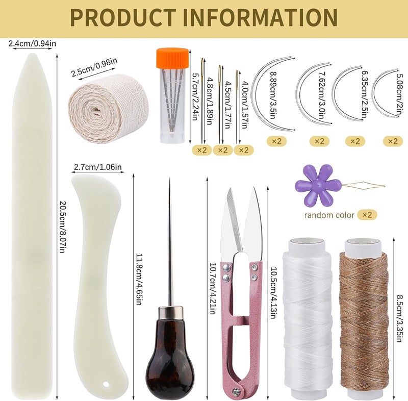 JUPEAN Book Binding Kits 24 Pcs Bookbinding kit Bookbinding Supplies with Bone Folders Tool Binding Ribbon Waxed Thread for Beginners - Image 2